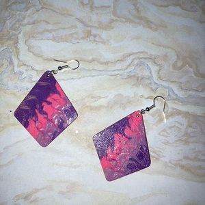 Hand painted wood earrings